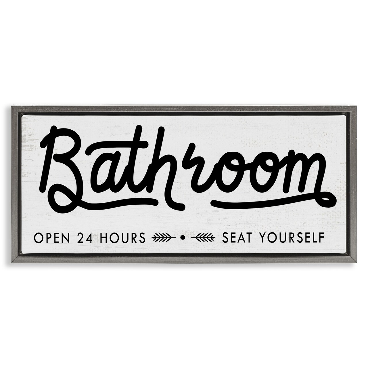 Stupell Industries Seat Yourself Bathroom Sign Framed Floater Canvas Wall Art